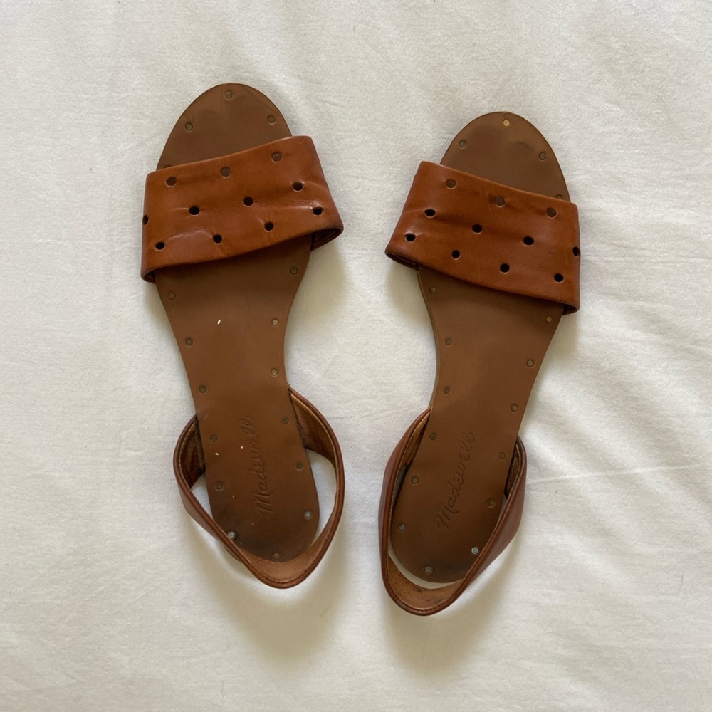 SOLD: Size 6.5 Light Brown Leather Madewell Sandal Flats